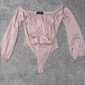 AKIRA Pink Off-Shoulder Bodysuit